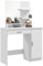 HOMCOM Schminktisch mit Schrank mit Tür, Schublade, Schminkspiegel und offenen Ablagen, Schminktisch aus Spanplatte, 90x38x138 cm, Weiß