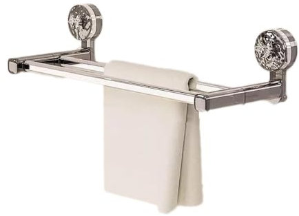 Portasciugamani for bagno, portasciugamani doppio con ventosa, portasciugamani doppio in acciaio inox, barra lunga, portasciugamani for accessori d'arredo for il bagno(40cm)