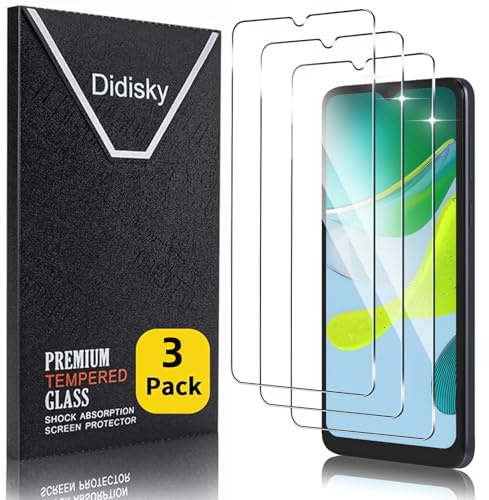Didisky 3 Pack Tempered Glass Screen Protector for Motorola Moto E13, Scratch-Resistant, 9H Hardness, No Bubbles, High Definition Screen Protector, Easy to Use