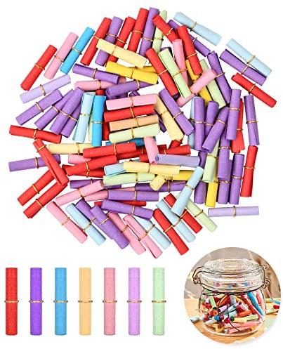 100 Pièces Petits Messages Rouleaux de Papier à Vœux Porte-bonheur Etiquettes Vides en Vrac Papier Message Wish Papier de Souhait de Message pour Loisirs Créatifs Décorations