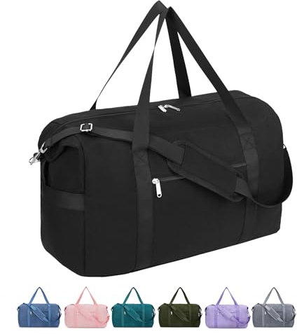 Narwey Handgepäck Tasche für Flugzeug Groß Reisetasche Handgepäck Damen Weekender Bag Sporttasche Damen Herren Handgepäck Koffer 40L (schwarz)