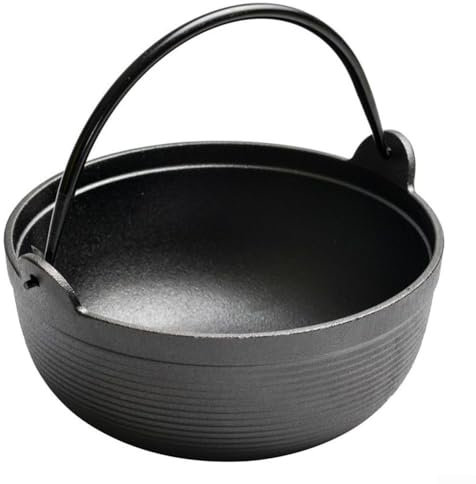 Olla de cocina de hierro fundido para exteriores, con tapa aislante, para guisar, olla caliente Shabu, freír, para acampar