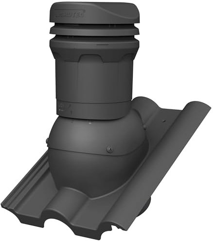 Parotec Entlüftungskamin DN 125 mm – niedrige 325 mm – passiv Dachlüfter für CREATON HEIDELBERGER Dachziegel – Dachentlüftung | Lüftungsziegel – RAL 7016 Anthrazit