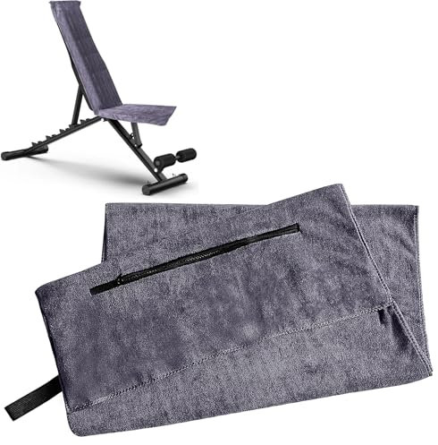 Dazkzooy Fitness Handtuch 120x50cm - Gym Handtuch für Männer und Frauen - Mikrofaser Sporthandtuch mit Reißverschlusstasche und Gummiband für Fitnessstudio und Training (Dunkelgrau)