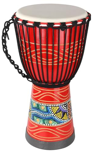 BGMUSER Djembe Drum African Drum for Adults,10'' x 20'' Mahogany Goatskin Drumhead Hand Drums Gift for Beginner (Red)
