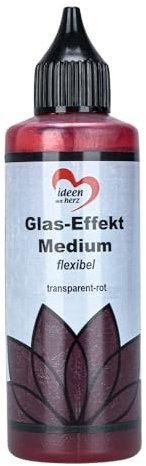 Ideen mit Herz Efecto de cristal medio, base de agua, tiempo de secado de 12-24 horas, para óptica de vidrio (rojo transparente)