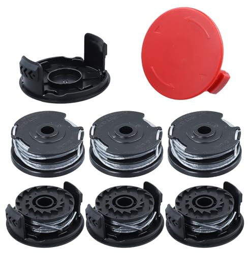 6 Stück Fadenspulen für Bosch Trimmer Rasentrimmer F016800351 mit 2 Spulenabdeckung 1600A00X61 und F016F04557 für EasyGrassCut 18 23 Art 23 26 Rasentrimmer Spulen Fadenschneider