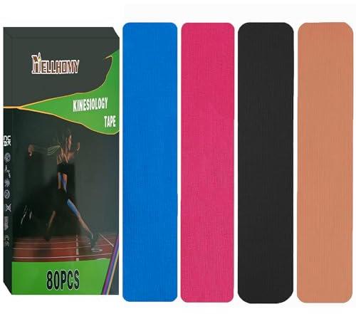 NELLHOMY 80 cintas de kinesiología deportivas, resistentes al agua y elásticas, para rodillas, hombros y codos, bandas reafirmantes musculares
