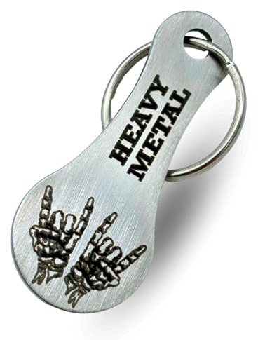 Einkaufswagenlöser Heavy Metal Rock Musik Schlüsselanhänger Einkaufschip mit Lasergravur Abziehbar Einkaufswagenchip Edelstahl Metall