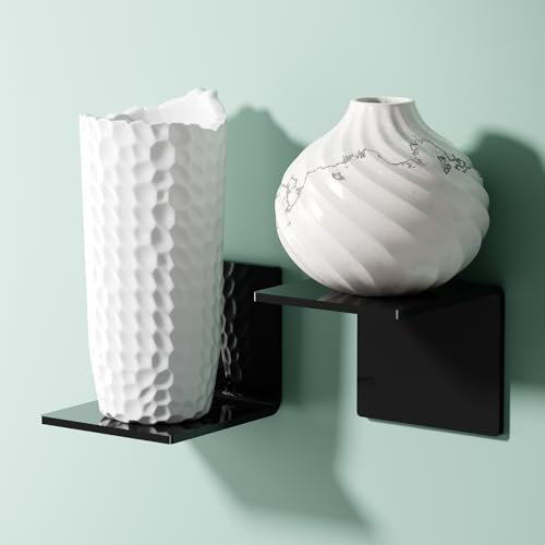 PAVSTINE Étagère Murale sans Percer, Mini Etagere Murales, Petite Etagere Largeur 10 cm, Tablette Murale Adhesive, Lot de 2, Noir