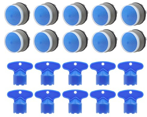 10 Stück Wasserhahn Sieb, M18 Perlatoren Für Wasserhähne, Strahlregler Wasserhahn mit Mischdüsenschlüssel, Kunststoff Wasserdieb Sieb Wasserspareinsatz für Wasserhahne Küche und Bad (Blau)