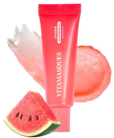 Vitamasques Lip Sugar Scrub - Watermelon, Lip Exfoliator Scrub, Sugar Scrubs, Overnight Hydration & Softening, Soothing Dryness, moisturizing lip scrub is enriched with Shea Butter - Made in Korea