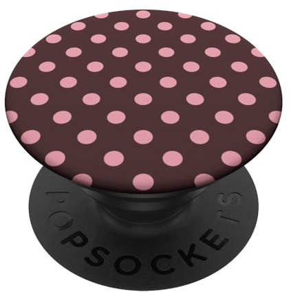 Brown and Pink Polka Dot Aesthetic Cute Large Polkadot PopSockets Adhesive PopGrip