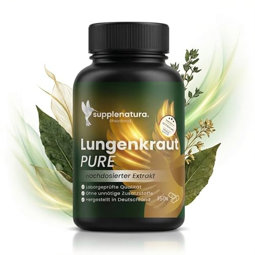 Lungenkraut Kapseln, Pur & Hochdosiert, 5-Monatsvorrat - Supplenatura® | Laborgeprüfte Qualität, Deutsche Herstellung, Clean Label Rezeptur ohne unnötige Zusätze