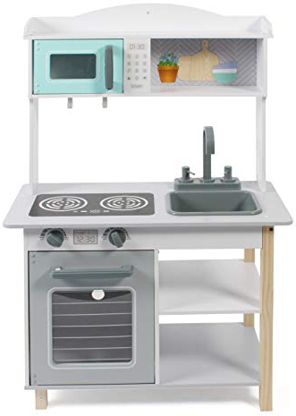 Bayer Chic 2000 Kinderküche aus Holz | Spielküche mit Mikrowelle, Weiß/Mint | Moderne Spielküche mit Mikrowelle & Backofen. Fördert Kreativität & Fantasie. Robustes Holz-Design. Ab 3 Jahren.