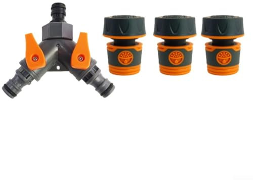 3 Way Garden Hose Splitter with Shut Off Valve, Outdoor Water Divider Manifold for Yard Irrigation, Plastic Tap Connector, Triple Outlet Multi Hose Attachment(3/4in)
