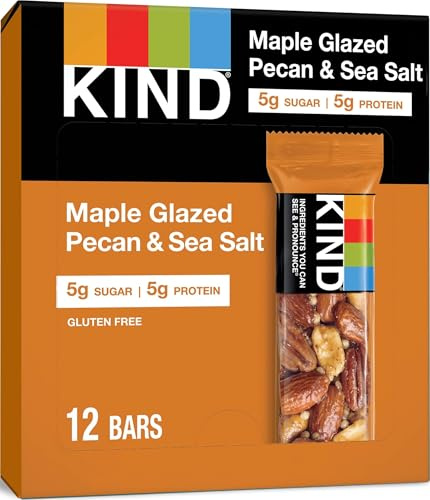 KIND Nut Bars, Maple Glazed Pecan & Sea Salt, Healthy Snacks, Gluten Free, Low Sugar, 5g Protein, 12 Count