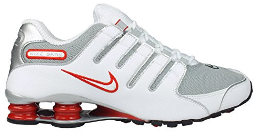 Nike Shox Nz, Herren Laufschuhe Bianco, Mehrfarbig - White/Metallic Silver-Sport Red-Cool Grey-Black-Cool Grey - Größe: 47.5 EU