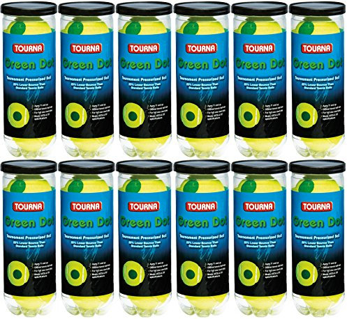 Tourna Unisex 12 Stück Grünen Punkt Tennisbälle in Einer unter Druck, kann Multi, ONE Size