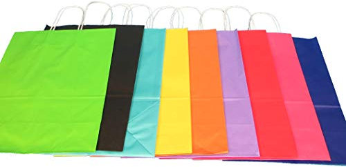 300 Premium Papiertragetaschen Papiertüten Einkaufstüten Geschenktüten farbig bunt mit Kordel Henkel 18+8x22cm, Hellblau/himmelblau - Inkl. VerpG in D