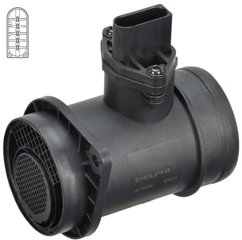 DELPHI AF10260-12B1 Luftmassenmesser/Luftmengenmesser LMM 12V 5-Polig Kompatibel mit VW Transporter IV Bus 70B, 70C, 7DB, 7DK, 70J, 70K, 7DC, 7DJ 038906461 038906461X AF10260