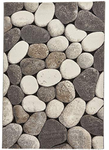 HomeLinenStore Modern Environment Inspired Natural Pebbles Like Cream/Grey Colour Rugs/Carpet Rugs - 120 x 170cm