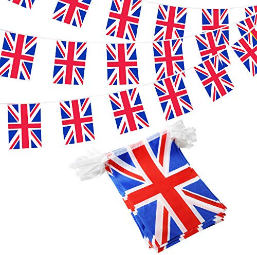 Anley Vereinigtes Königreich Großbritannien und Nordirland Wimpelbanner, Patriotische Ereignisse Geburtstag Ihrer Majestät Königin Elisabeth Dekoration Sportstäbe - 33 Fuß 38 Flaggen