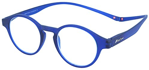 funktionelle MONTANA Lesebrille/-hilfe mit Magnetbügelenden und transparentem Stecketui - MAG in blau + 3,50 dpt