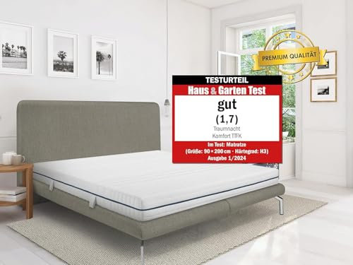 Traumnacht Komfort 7-Zonen 500er Tonnentaschenfederkernmatratze mit Viskose Bezug, Härtegrad 4 (fest) - bis 150 kg, 80x200cm, Öko-Tex zertifiziert, produziert nach deutschem Qualitätsstandard