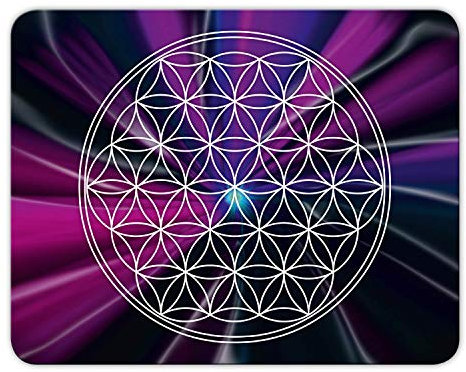 MP09 Tapis de souris énergétique, motif fleur de vie, dessous en caoutchouc