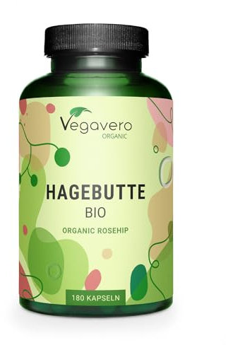 Bio Hagebutten Kapseln hochdosiert | EU Anbau | 700 mg pro Einheit | Laborgeprüft | Hagebuttenpulver | Vegan - ohne Zusatzstoffe | Deutsche Produktion von Vegavero® | 180 Stück