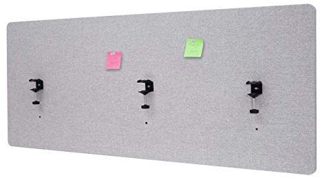 Akustik-Tischtrennwand HWC-G75, Büro-Sichtschutz Schreibtisch Pinnwand, doppelwandig Stoff/Textil - 60x160cm grau