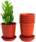 KAHEIGN 6 Pezzi Vasi Da Fiori In Plastica, 15,5cm Addensare Vasi Per Piante Contenitore Per Piante Vaso Da Giardinaggio Per Interni Con Pallet Di Drenaggio (Rosso Mattone)