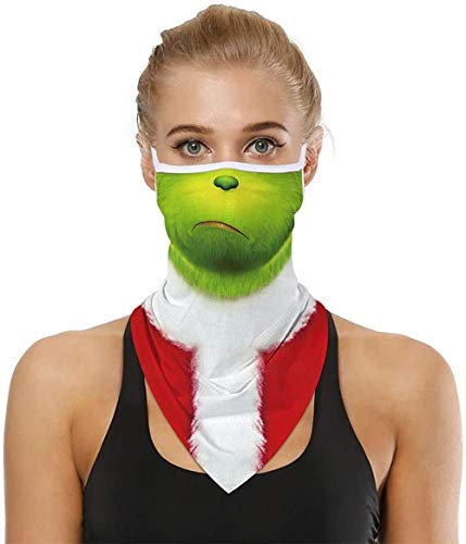 Youning Multifunktionstuch mit Ohrschlaufe Christmas Lustig Motive 3D Halstuch Weihnachtsmann Schneemann Bandana Atmungsaktiv Motorrad Stirnband Skimaske Halswärmer Face Schal Schlauchschal