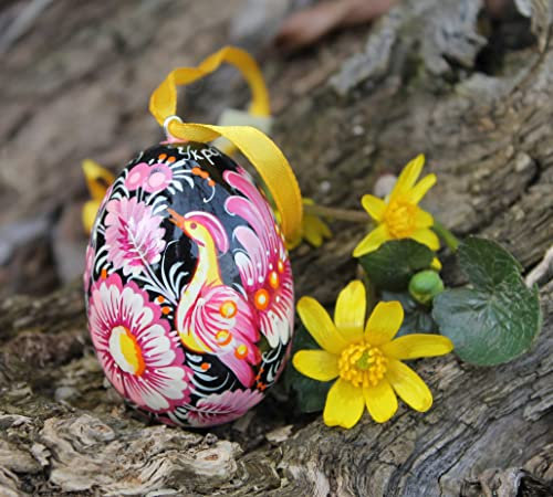 Schönes Osterei zum Anhängen für den Osterstrauch kunstvoll bemalt - Handbemalte Ostereier aus Holz
