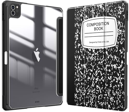 Fintie Hybrid Slim Case for iPad Pro 11-inch (3rd Generation) 2021 - [Built-in Pencil Holder] Shockproof Cover w/Clear Transparent Back Shell, Also Fit iPad Pro 11 2nd Gen 2020, Composition Book