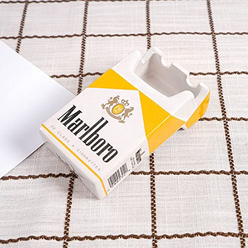 Novelty Creative Fashion Ceramic Porcelain Cigarette Ashtray Plant Flowerpot Home Decoration Ornaments (Yellow cigarette box)