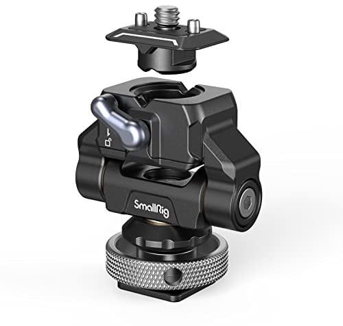 SMALLRIG Quick Release Camera Monitor Mount with Cold Shoe, Swivel 360° and Tilt 170° Adjustable, Drop-in HawkLock Camera Hot Cold Shoe Monitor Holder for 5 & 7 Monitor - 3514B