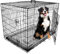 DogCrates+ Extra Large Foldable Dog Crate with Bed, 2 Doors Design, Non-Chew Metal, Removable Tray, 42-Inch Black