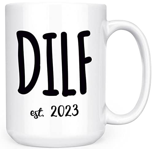 DILF Est. 2023 – New Parent – 425 ml Deluxe doppelseitige Kaffee-Tee-Tasse
