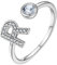 GoldChic Einstellbarer Offener Buchstaben Ring 925 Sterling Silber Initialen Alphabet mit Zirkonia Stapelbarer A-Z Glücksbuchstaben Ring Siegelring in Weißgold Ringgröße 51.8（16.5）- 67.2（21.4）