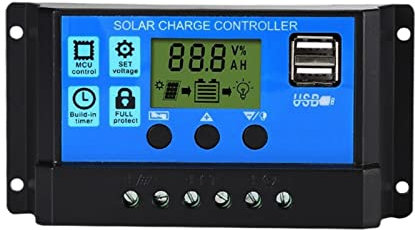 Luckxing 10A 20A 30A Charge Solaire 12V 24V Paramètre Automatique,Chargeur Solaire PWM Auto 12V ou 24V, régulateur Intelligent - Chargeur Solaire PWM, 10A