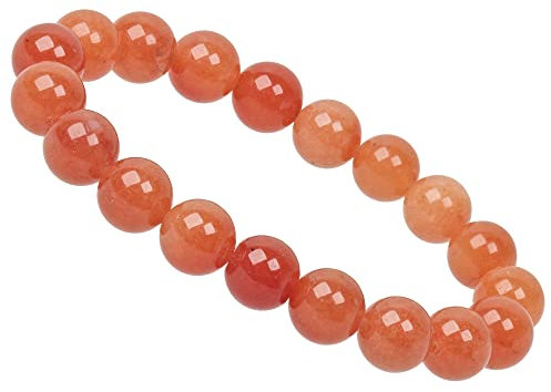 ELEDORO Stretch Armband aus echten Edelsteinen-Perlen 10mm: für Energie und Harmonie (Aventurin rot)