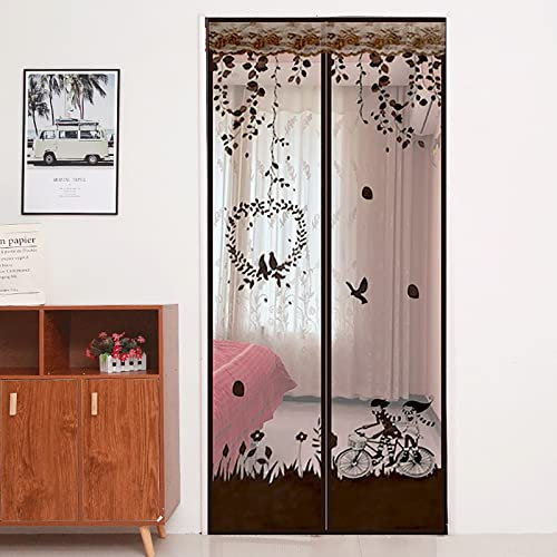 Screen Door Keep Bug Out Let Breeze in, Retractable Hinged Screen Door with Heavry Polyester Refinement Mesh,Without Drilling,Pet and Kids Friendly, for Front & Room Door,Patio and Sliding Doorways