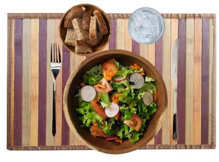 EuroStile Tischsets aus amerikanischem Bambus, rechteckig, für Küchen, Frühstück, waschbar, rutschfest, schmutzabweisend, hitzebeständig, 2 Stück Bambus-Teppich aus Holz 30 x 45 cm (Braun)