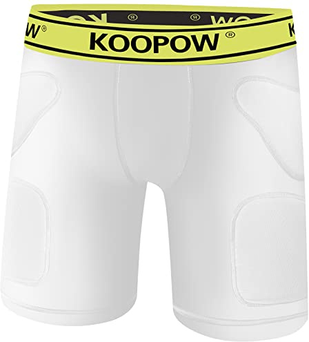 KOOPOW Pantalones cortos deslizantes acolchados para niños, almohadillas deslizantes con bolsillo para copa para béisbol, fútbol, hockey y lacrosse