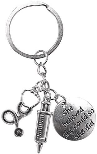 Mengmen Spritze Stethoskop Keychain Schluesselanhaenger Schluesselanhaenger Arzt Krankenschwester aerzte Student Graduation Geschenk Schmuck