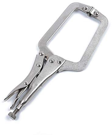Locking Clamp 9 inch Steel C Clamp Locking Welding Pliers Wood Tenon Locator Tool Silver