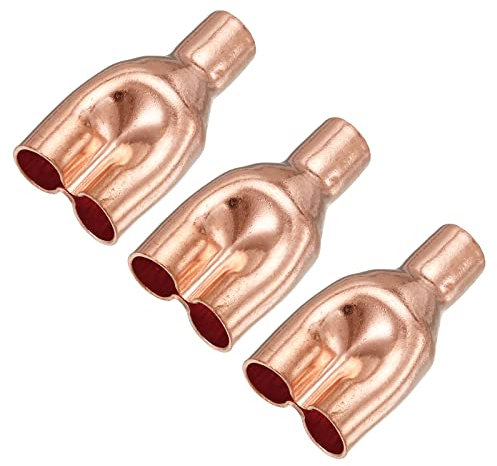 sourcing map T Y Type Cuivre Raccord Soudage Joint Split Union Intersection 8mm ou 5/16 ID pour Eau Tuyau Plomberie, HVAC, Réfrigération Système, Paquet de 3