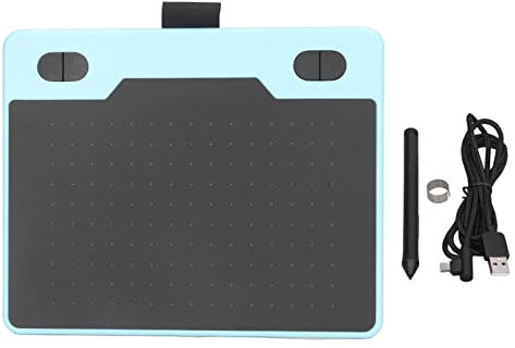 Septpenta Tavoletta Grafica con 4 Tasti Personalizzabili, Stilo di Livello 8192, Design Ergonomico per Laptop, Desktop e Laptop OS X, Plug And Play(Blu)